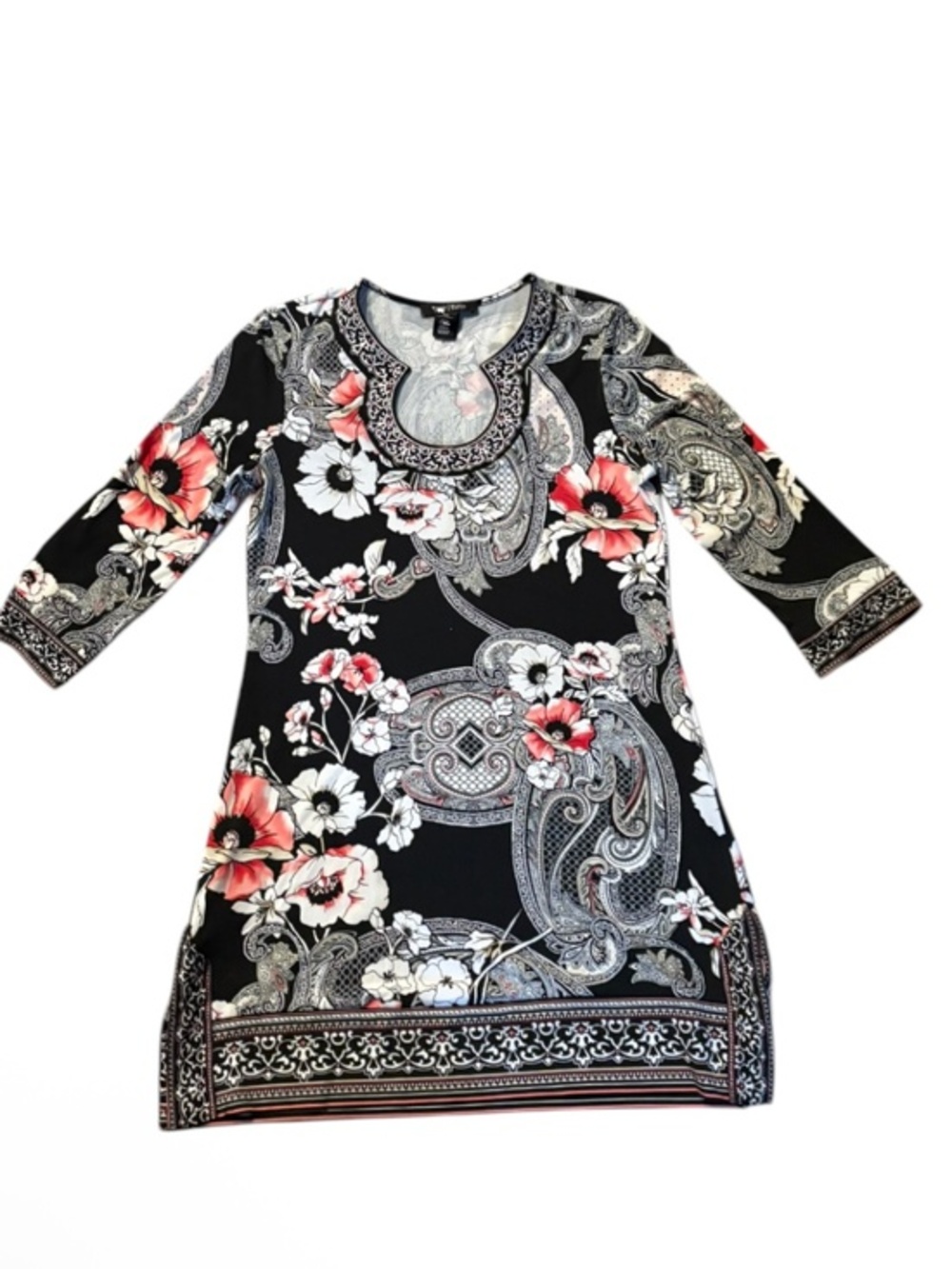White House black market pink black shift floral dress
